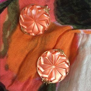 Vintage Orange&Gold Slide On Earrings
